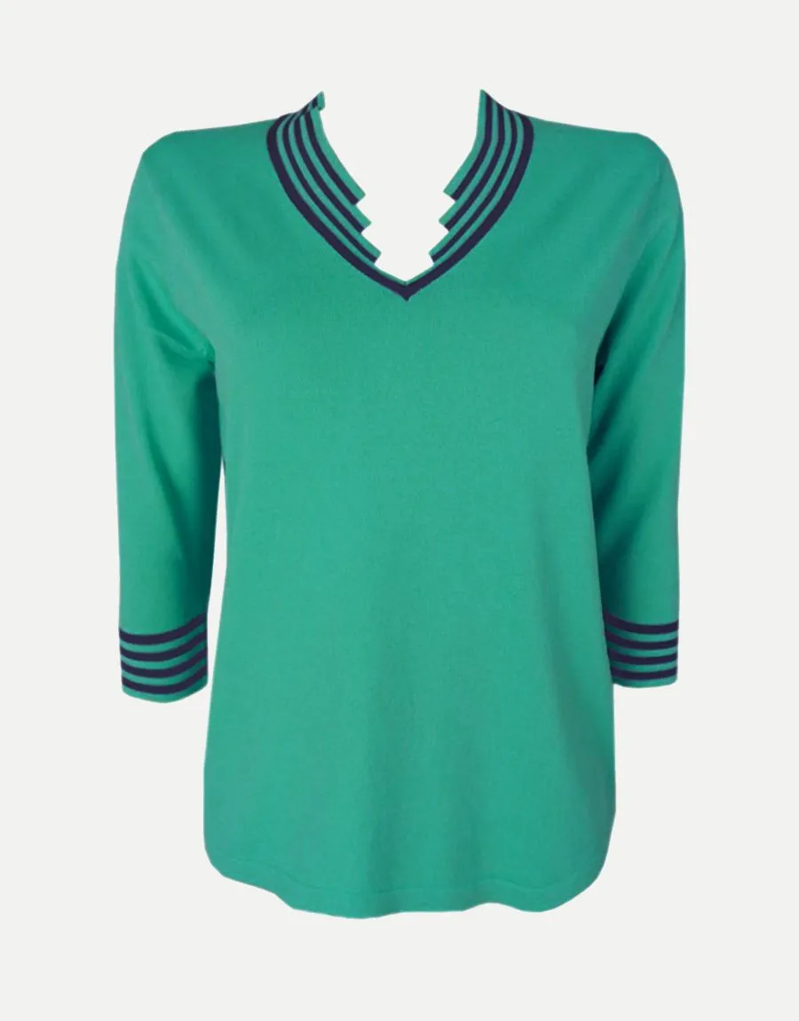 Maglia con polsi e scollo a righe