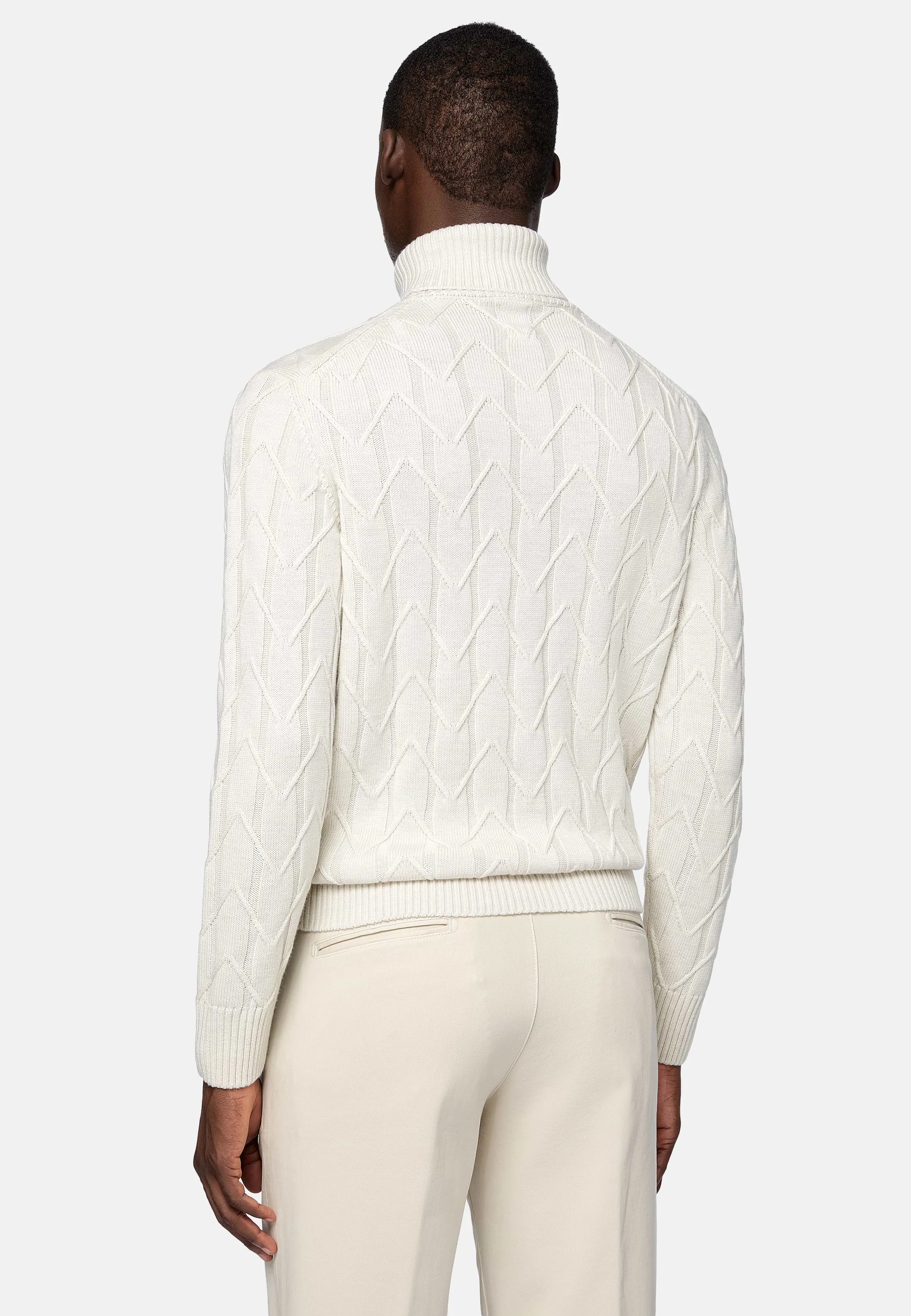 Maglia Dolcevita Bianca In Lana Merino