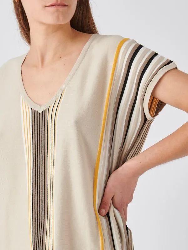 Maglia donna Gran Sasso M/M in cotone a righe Sabbia
