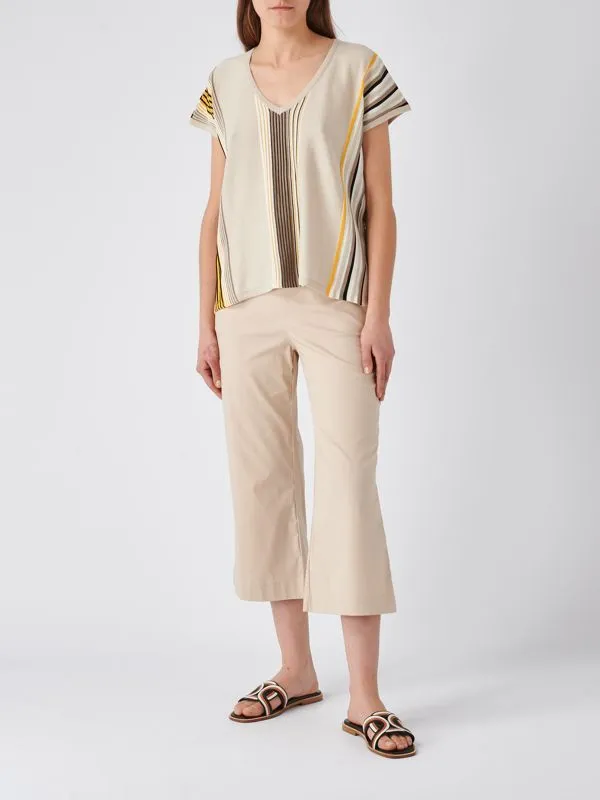 Maglia donna Gran Sasso M/M in cotone a righe Sabbia