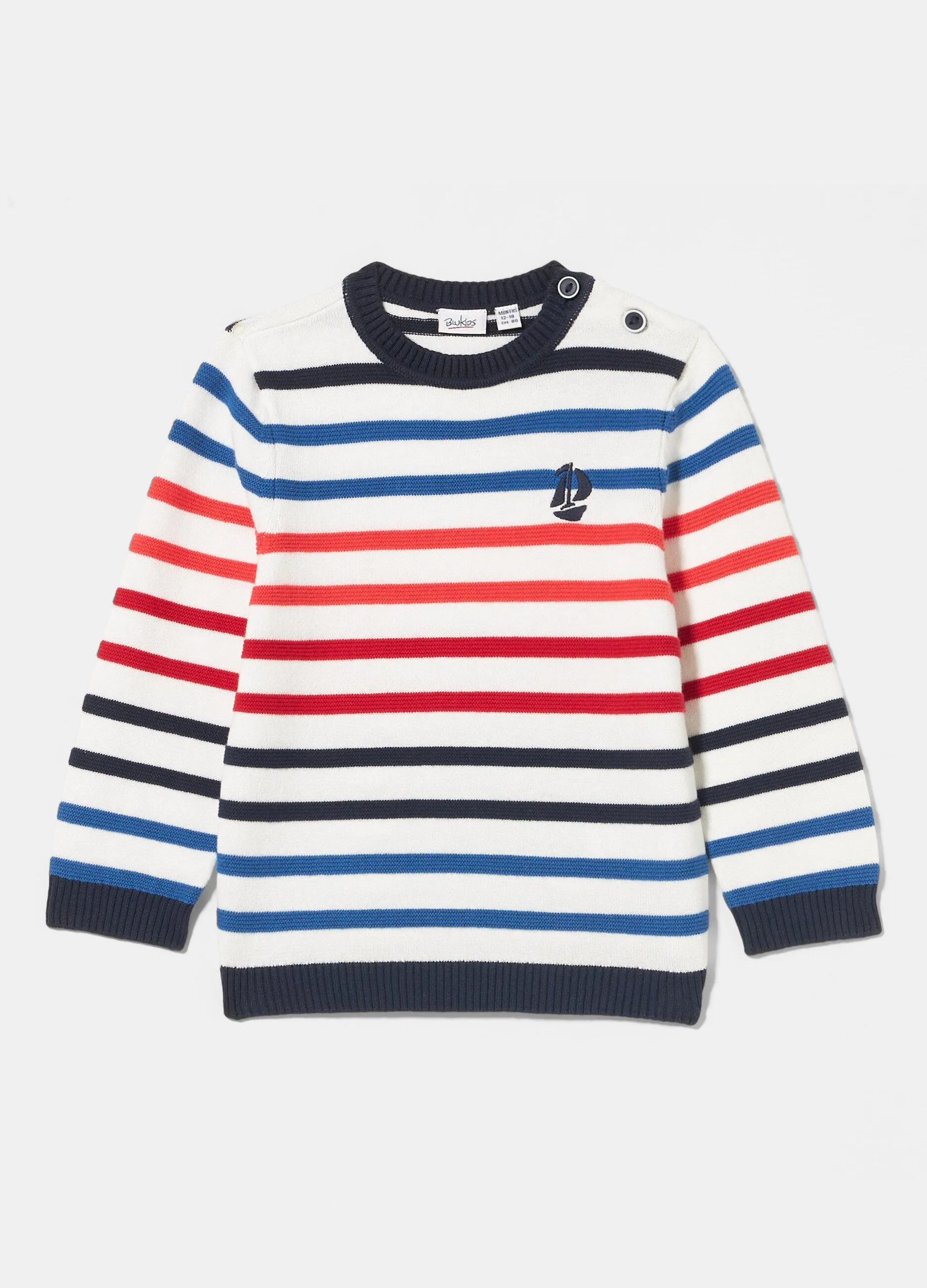 Maglia tricot a righe tinto filo neonato