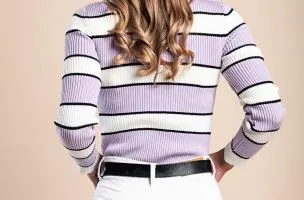 maglietta lavorata a maglia con motivo a righe, lilla