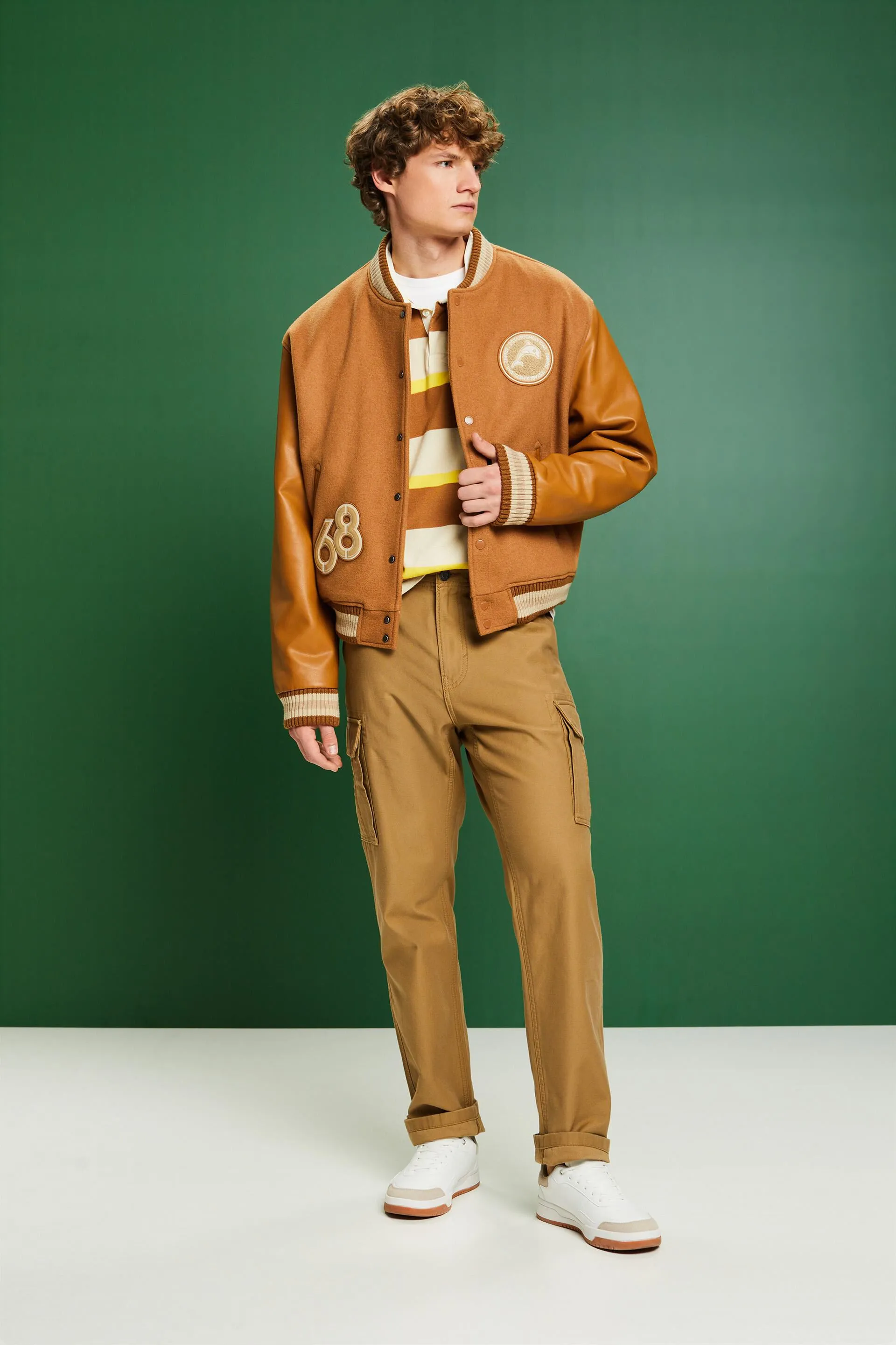 Maglietta polo in cotone con logo a righe