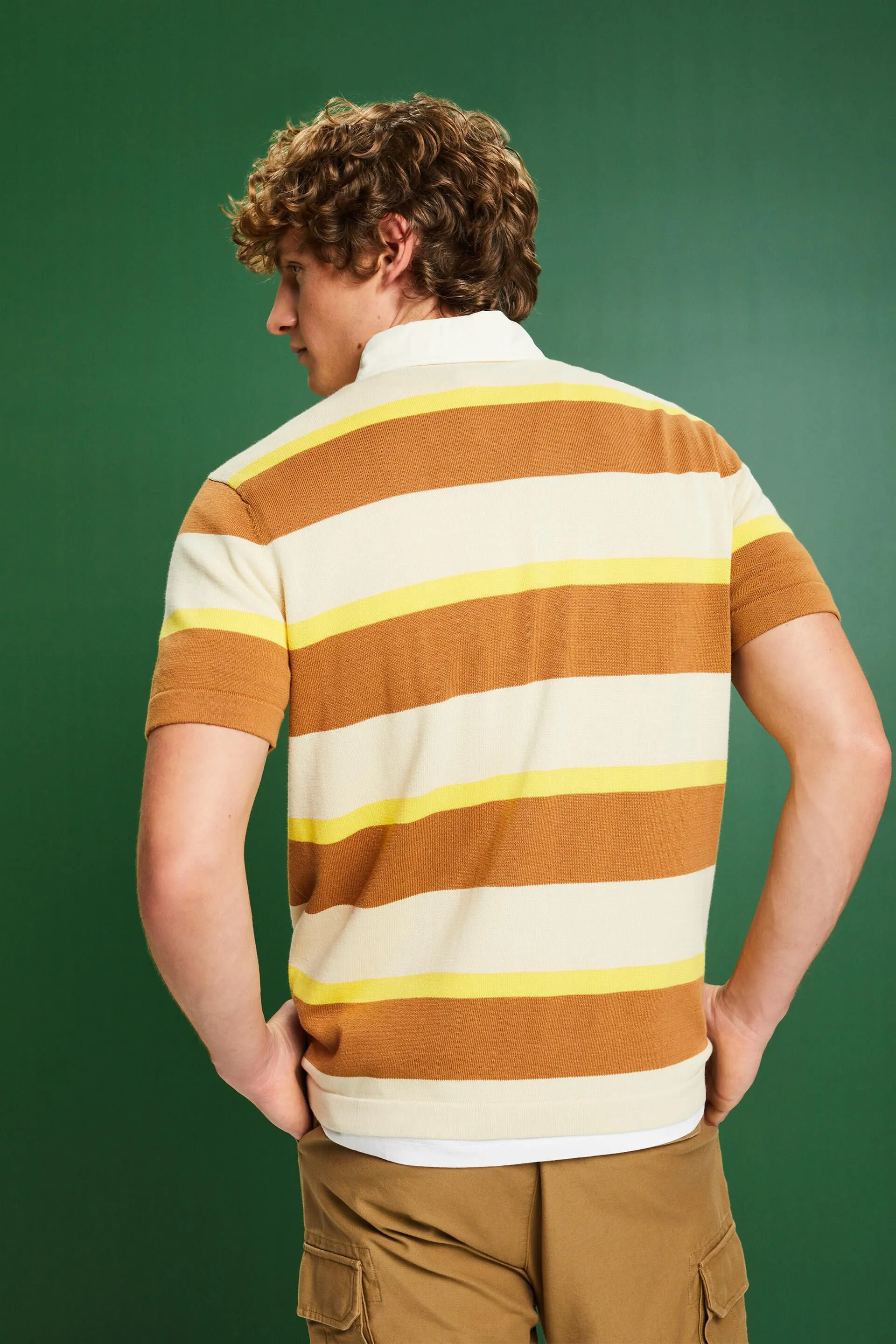 Maglietta polo in cotone con logo a righe