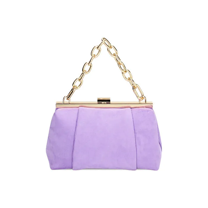 Minibag lilla con catena in microfibra