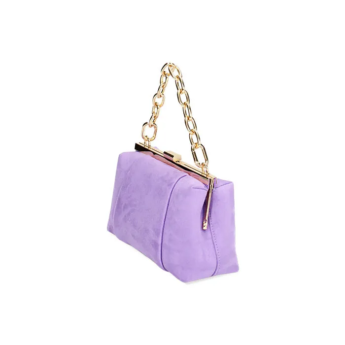 Minibag lilla con catena in microfibra