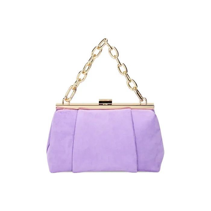 Minibag lilla con catena in microfibra