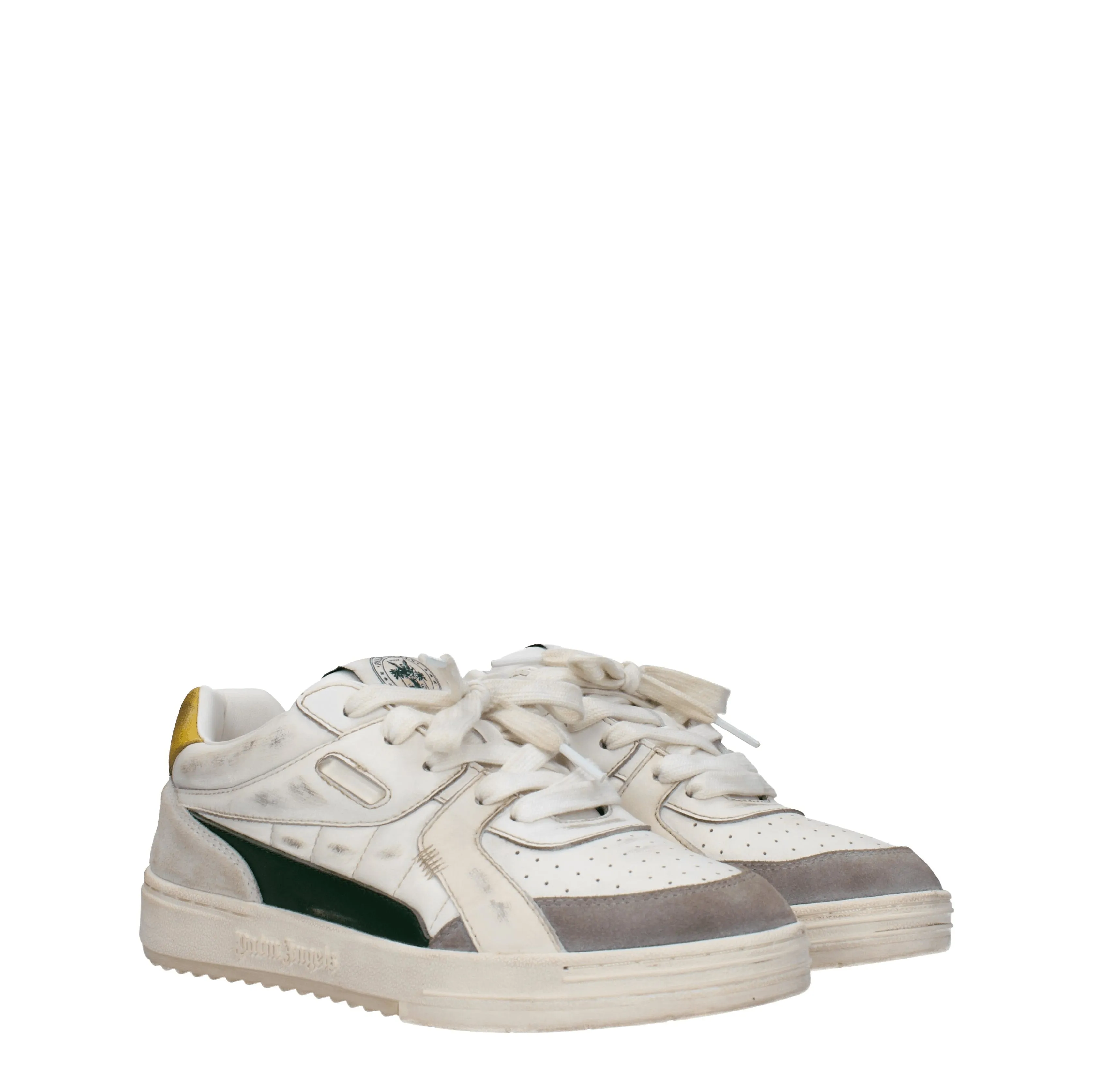 Palm Angels Sneakers University  Uomo Pelle Bianco/Verde