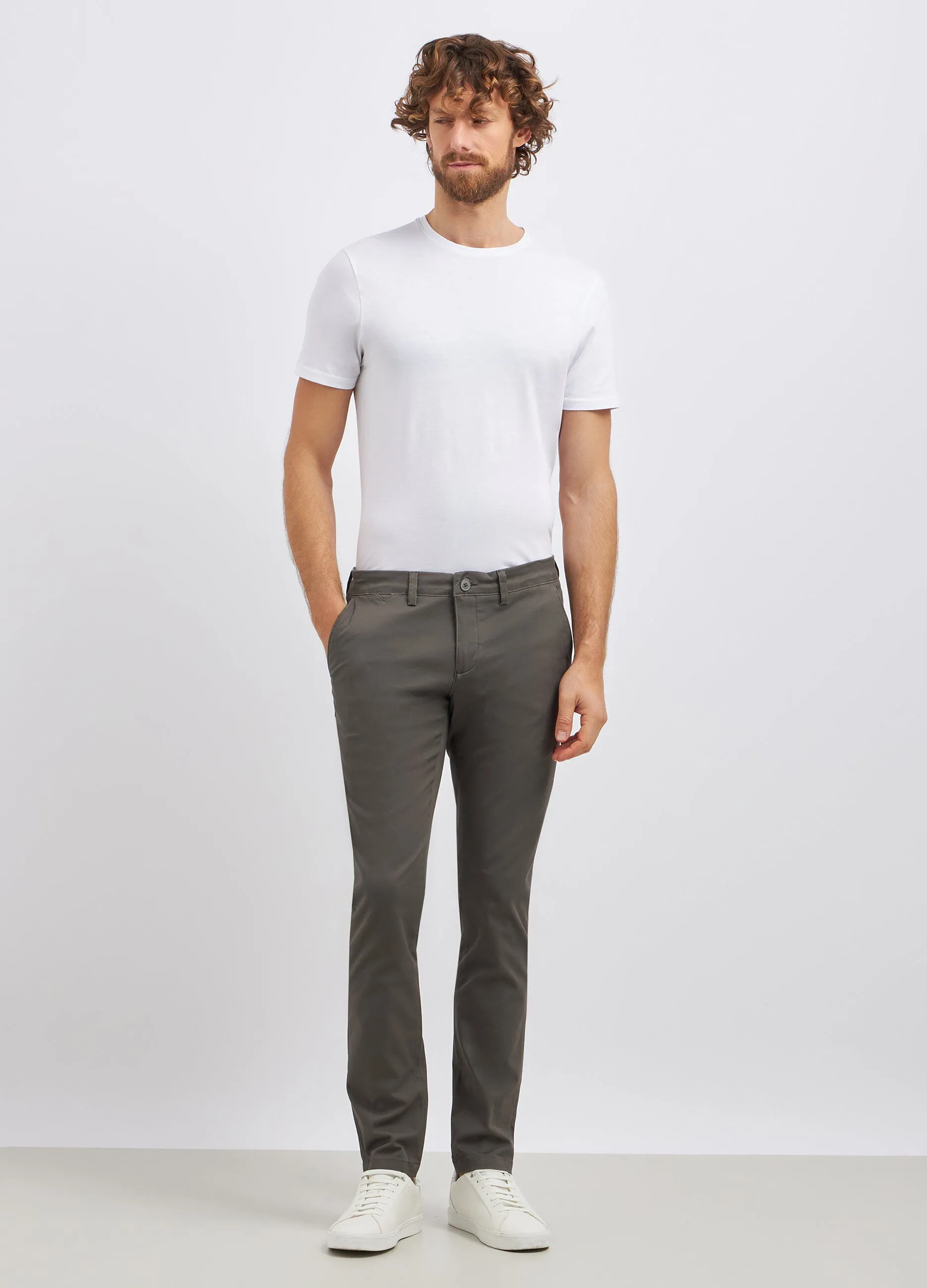 Pantaloni chino in cotone stretch uomo