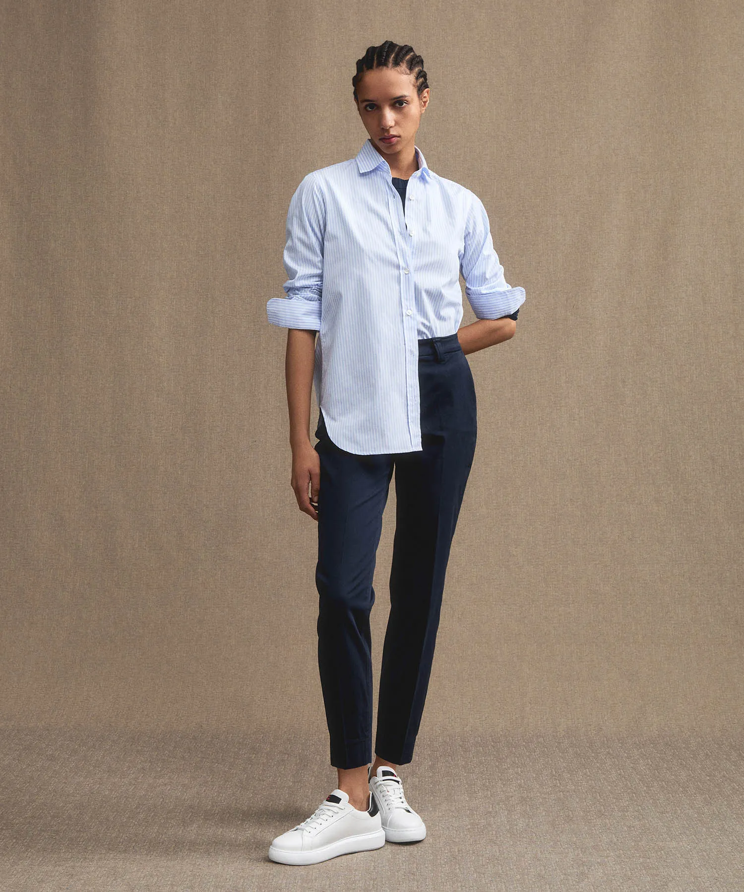 Pantaloni in gabardine di cotone stretch