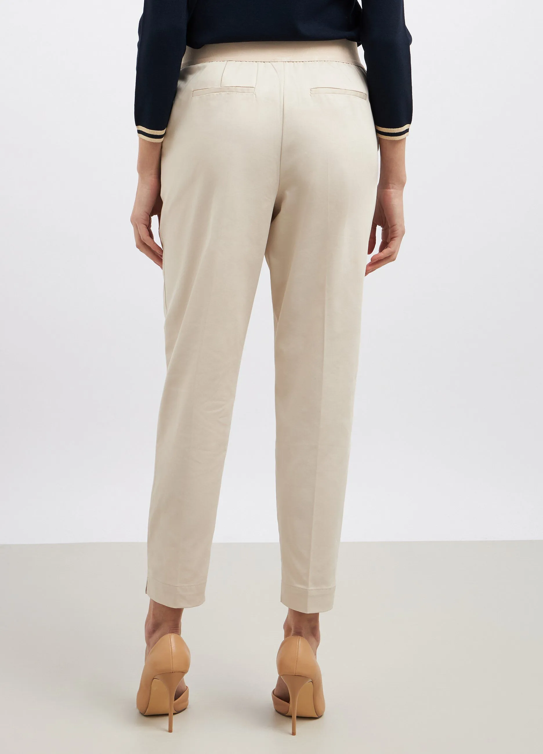 Pantaloni in misto cotone stretch donna
