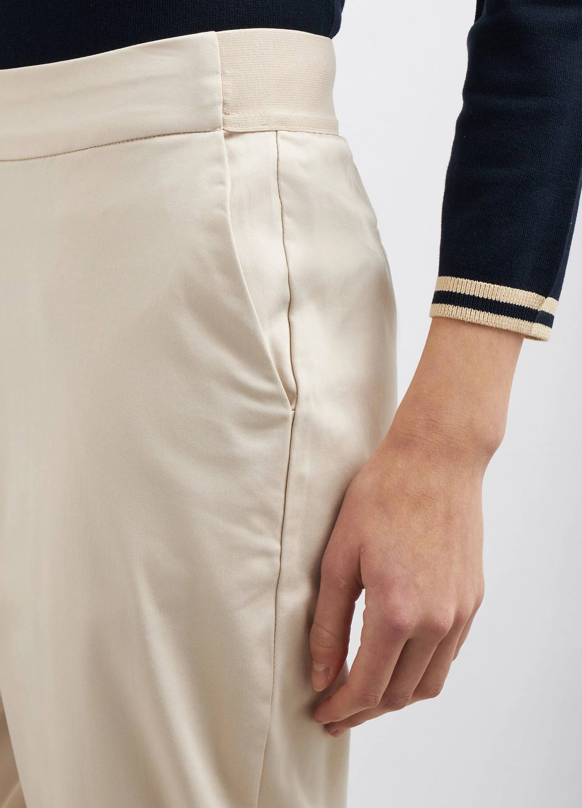 Pantaloni in misto cotone stretch donna