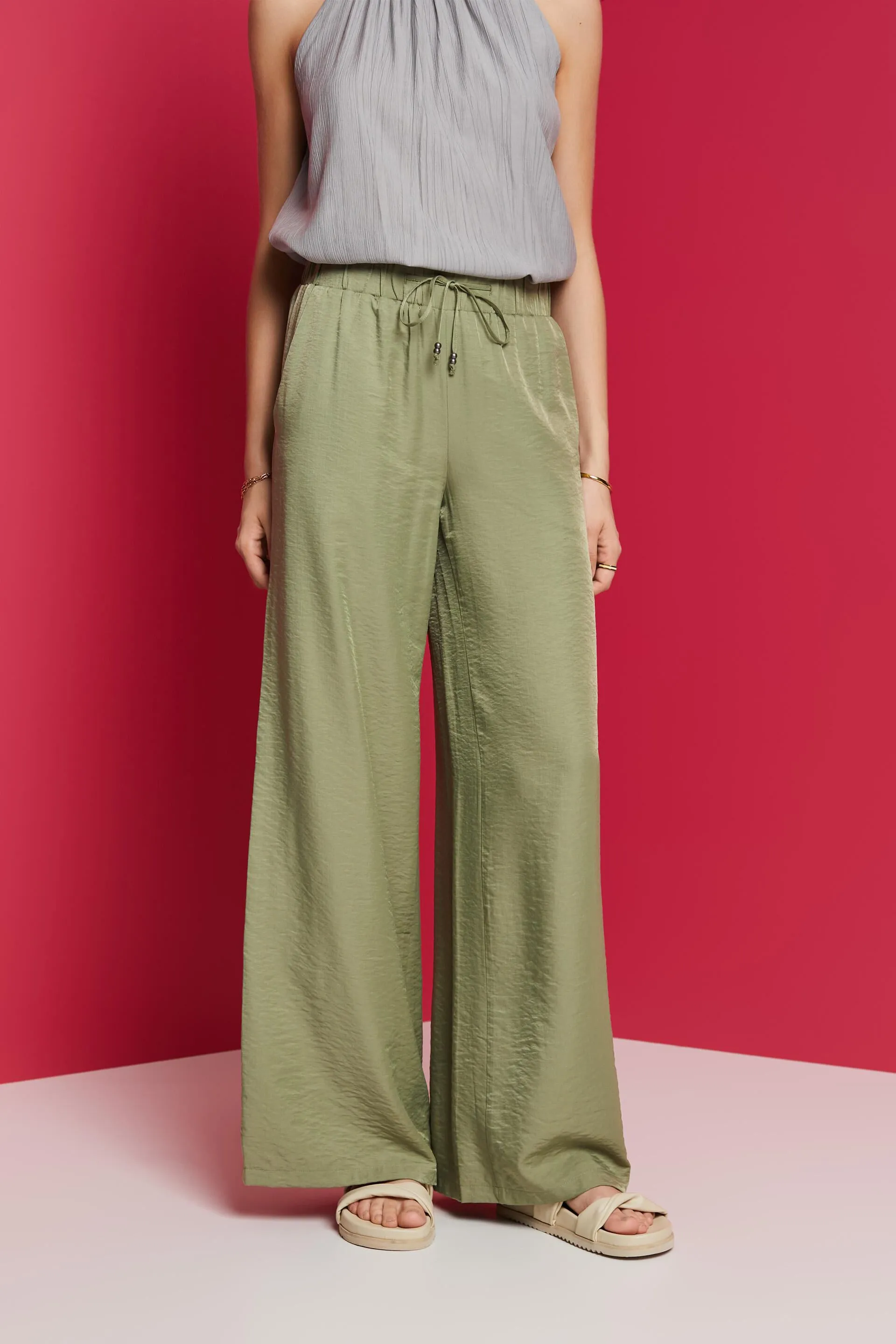 Pantaloni in raso a gamba larga