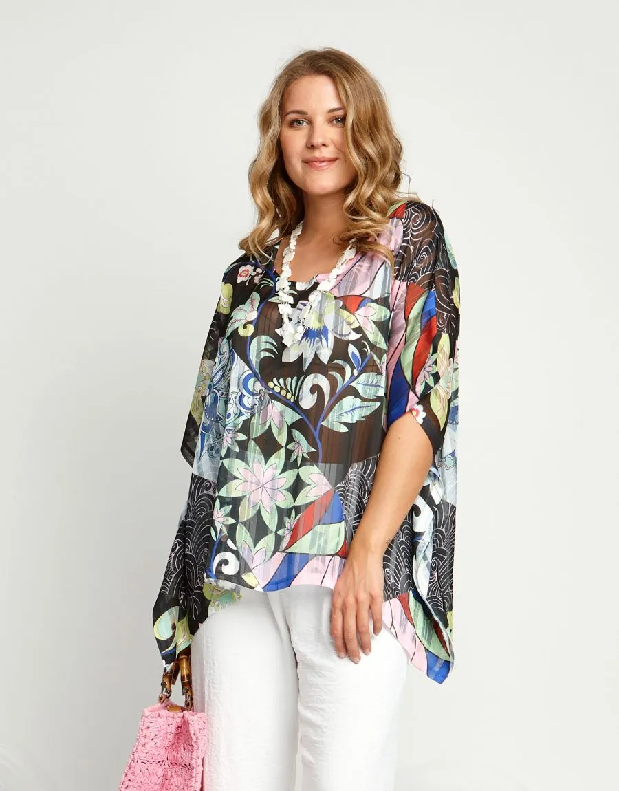 Poncho fantasia floreale