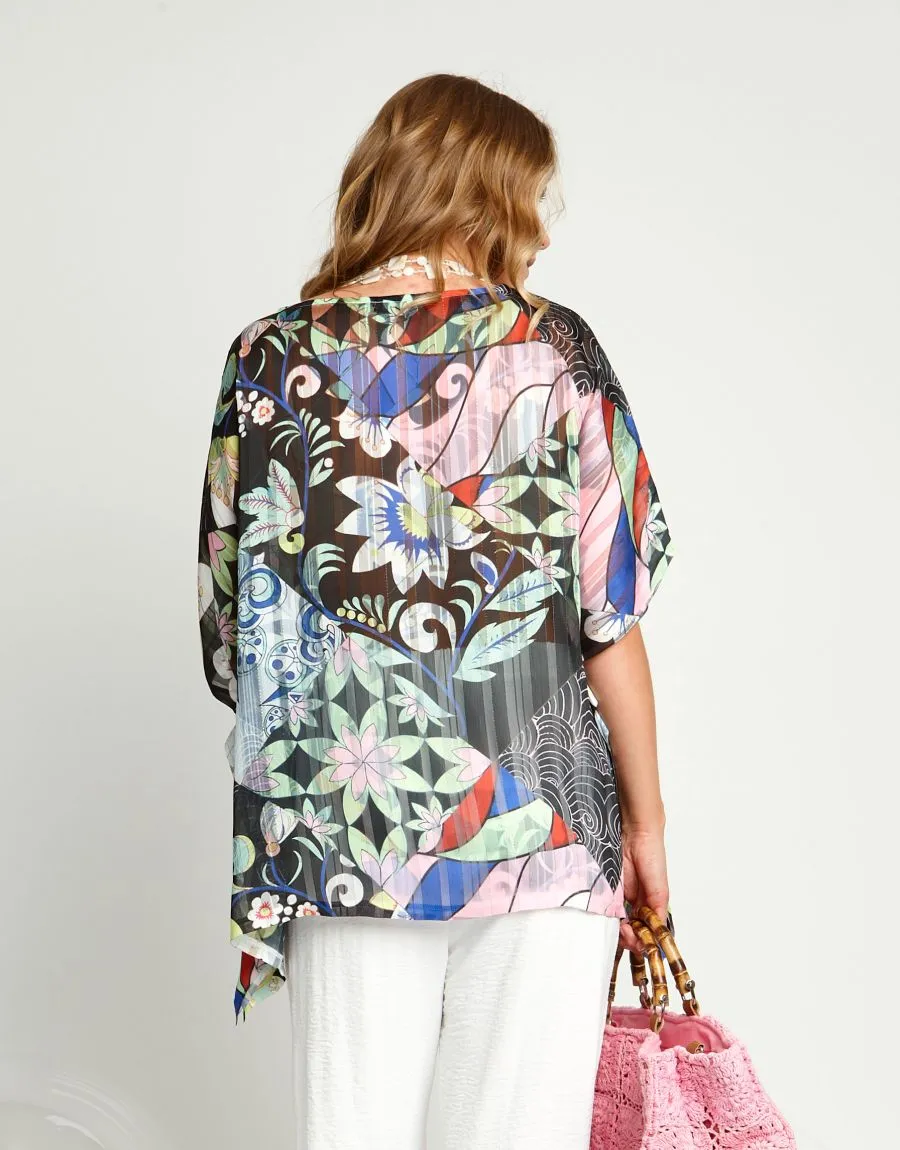 Poncho fantasia floreale