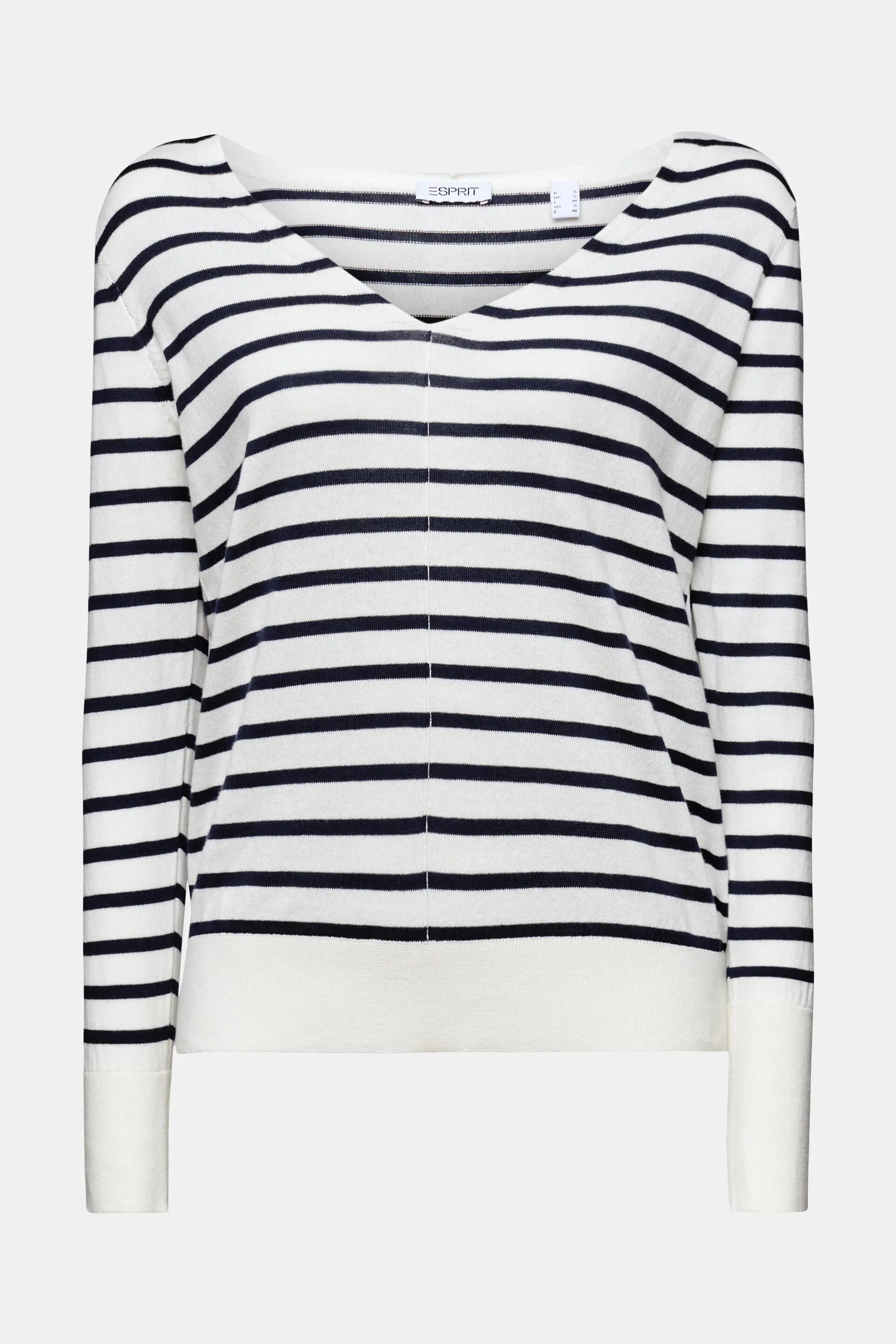 Pullover con scollo a V in cotone a righe