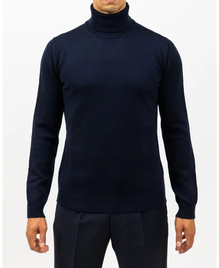 Roberto Collina - Maglia Dolcevita Blu Notte Uomo