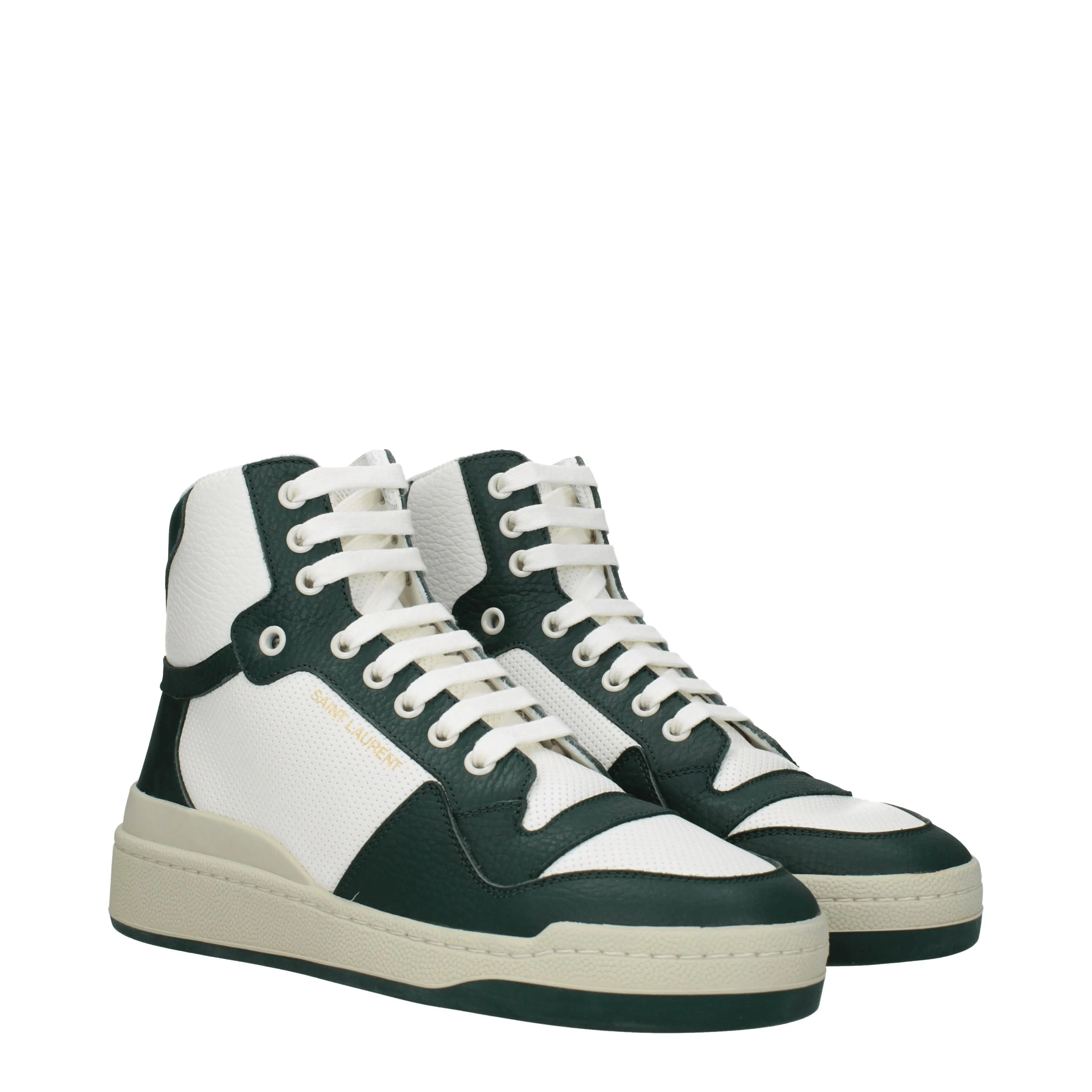 Saint Laurent Sneakers Donna Pelle Bianco/Verde Scuro