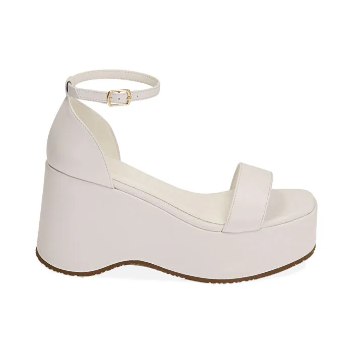 Sandali bianchi, zeppa 9 cm