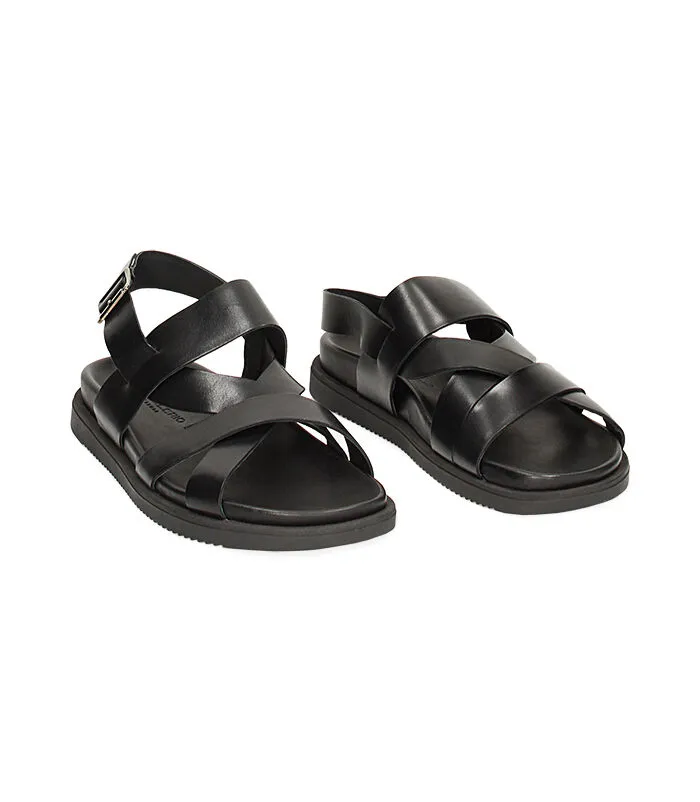 Sandali gladiator neri in pelle