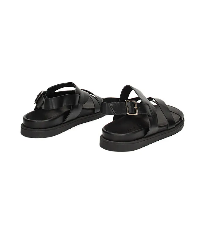 Sandali gladiator neri in pelle