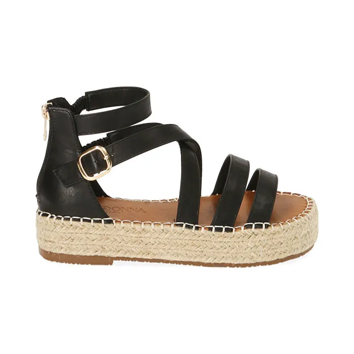 Sandali neri, zeppa 3 cm