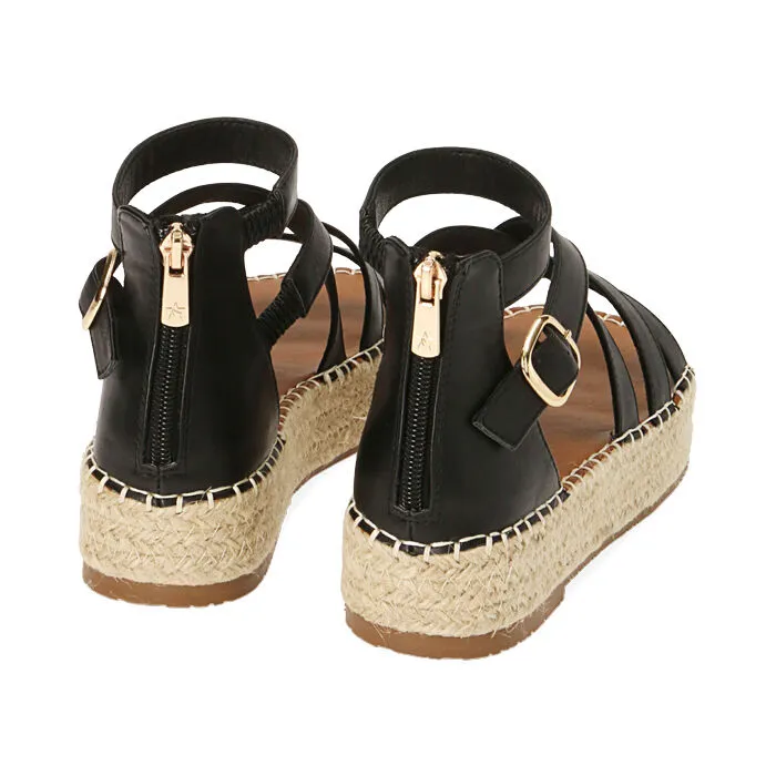 Sandali neri, zeppa 3 cm