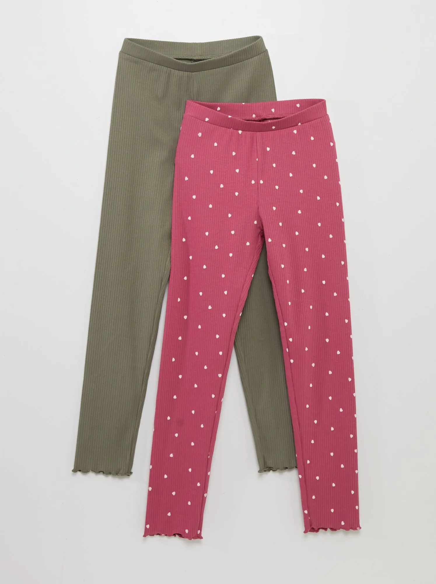 Set di 2 leggings lunghi a coste - ROSA