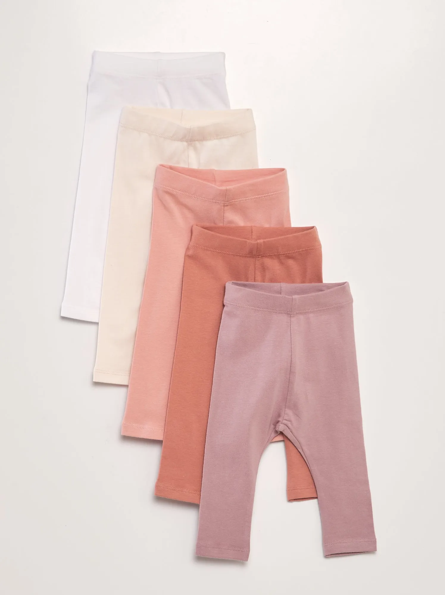 Set di 5 leggings in jersey - ROSA
