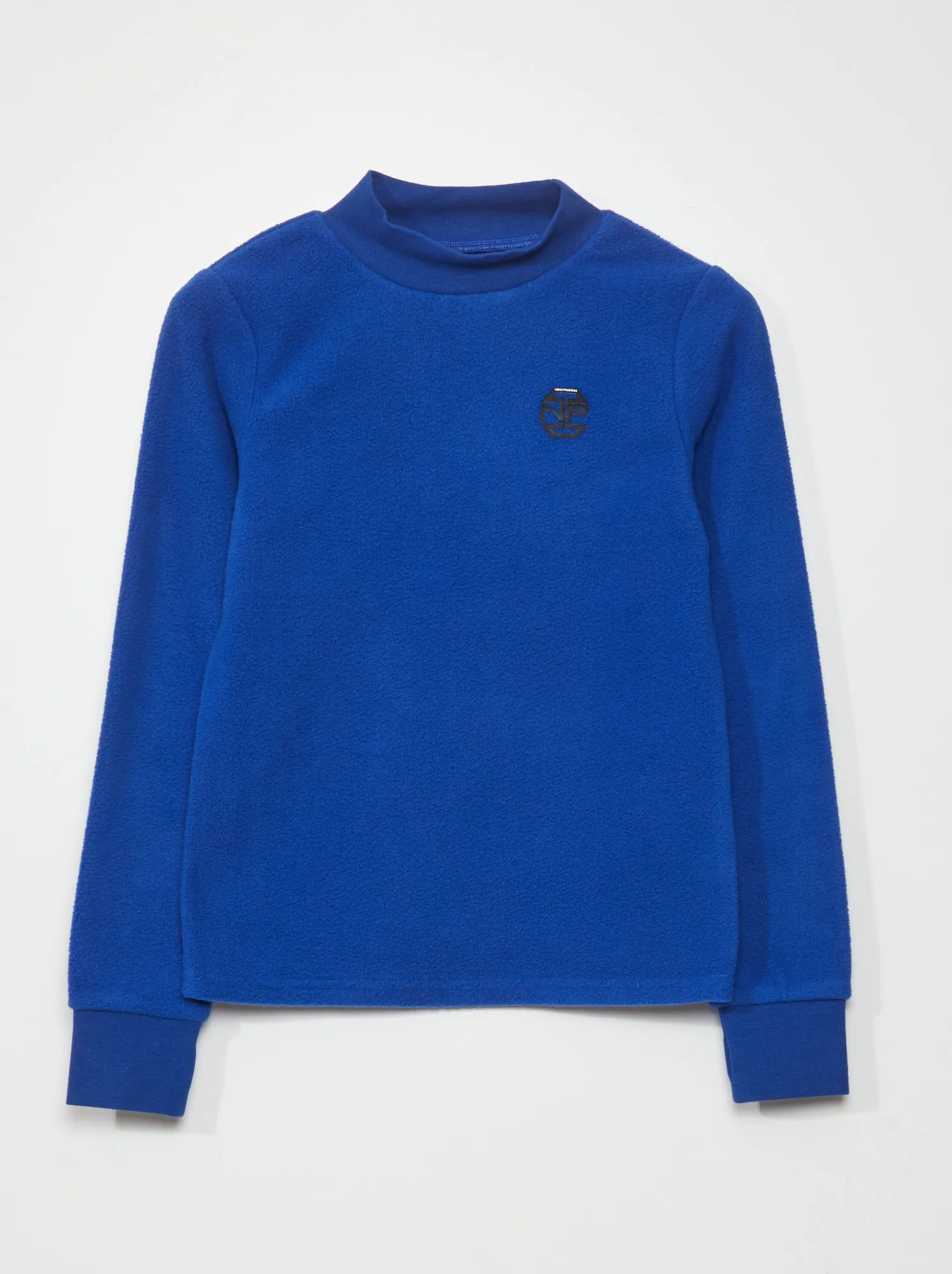 T-shirt a maniche lunghe in maglia in pile - BLU