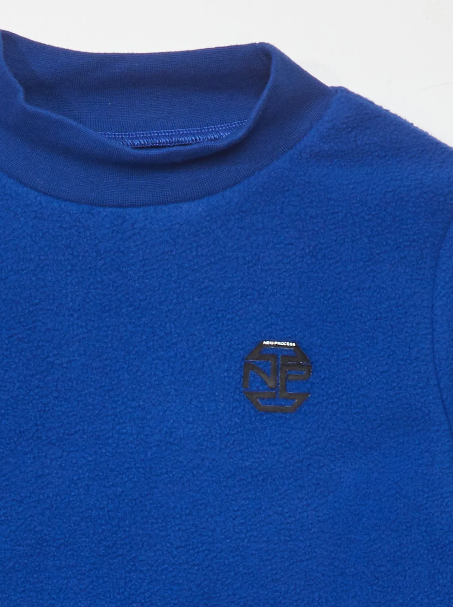 T-shirt a maniche lunghe in maglia in pile - BLU