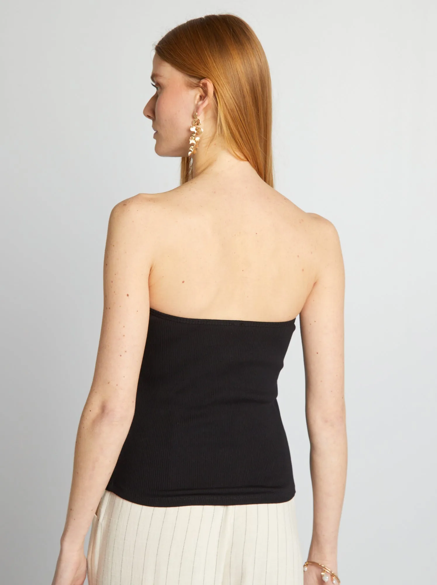 Top bustier con bottoni fantasia - nero