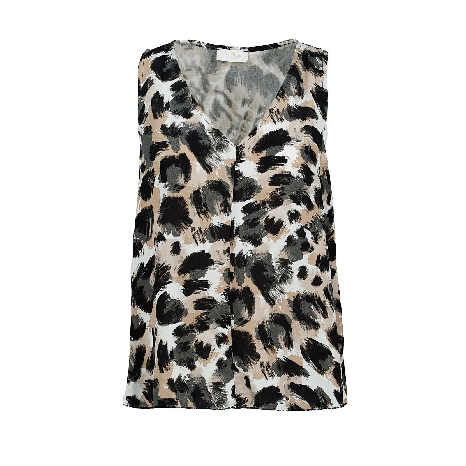 Top senza maniche nero fantasia animalier