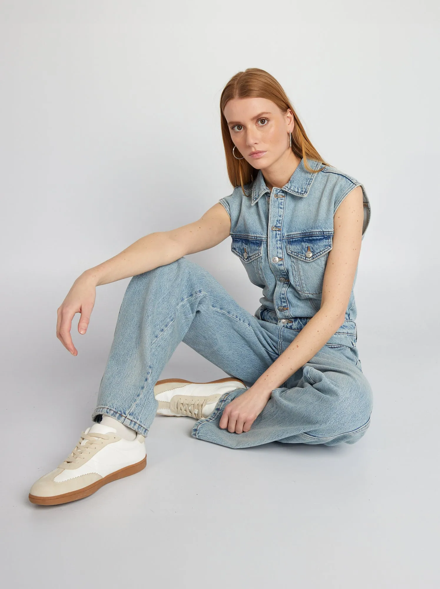 Tuta in jeans senza maniche - BLU