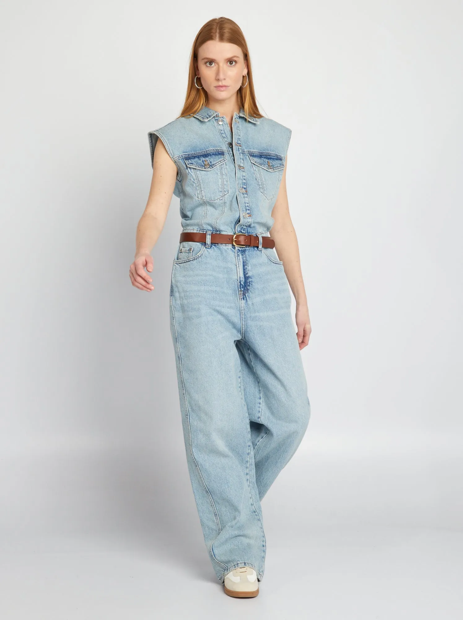 Tuta in jeans senza maniche - BLU
