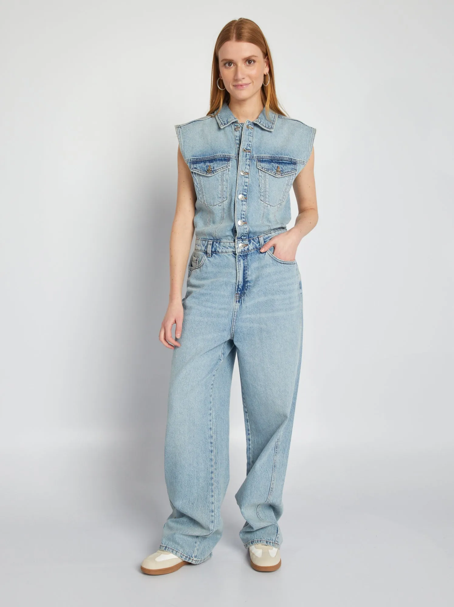 Tuta in jeans senza maniche - BLU