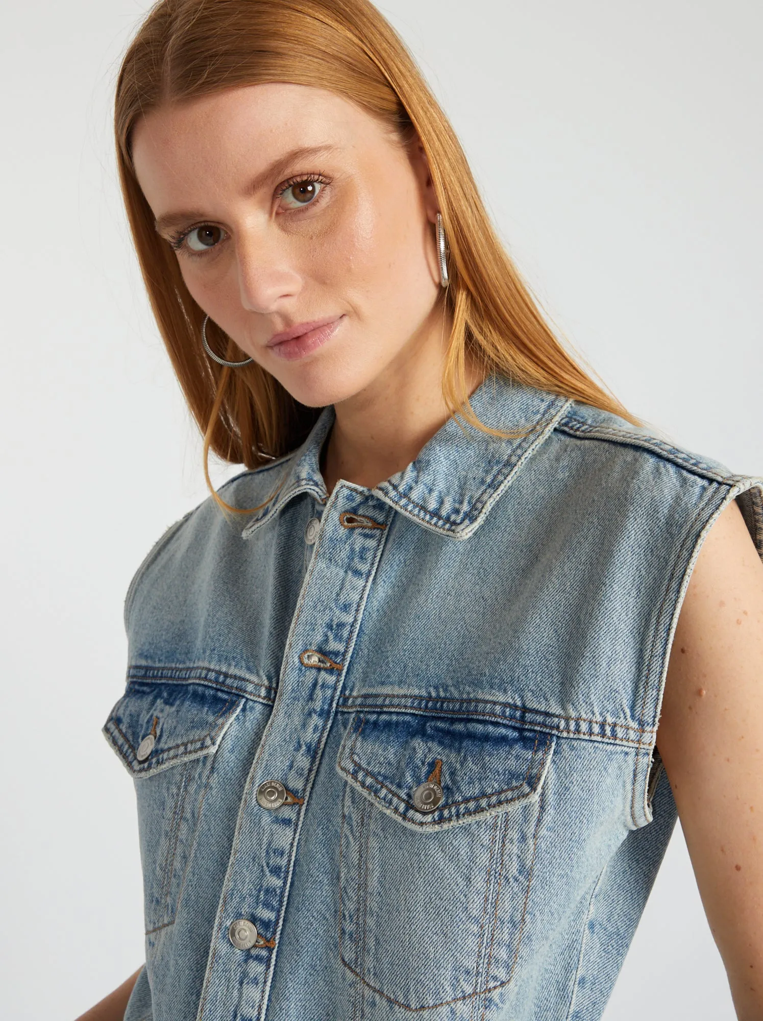 Tuta in jeans senza maniche - BLU