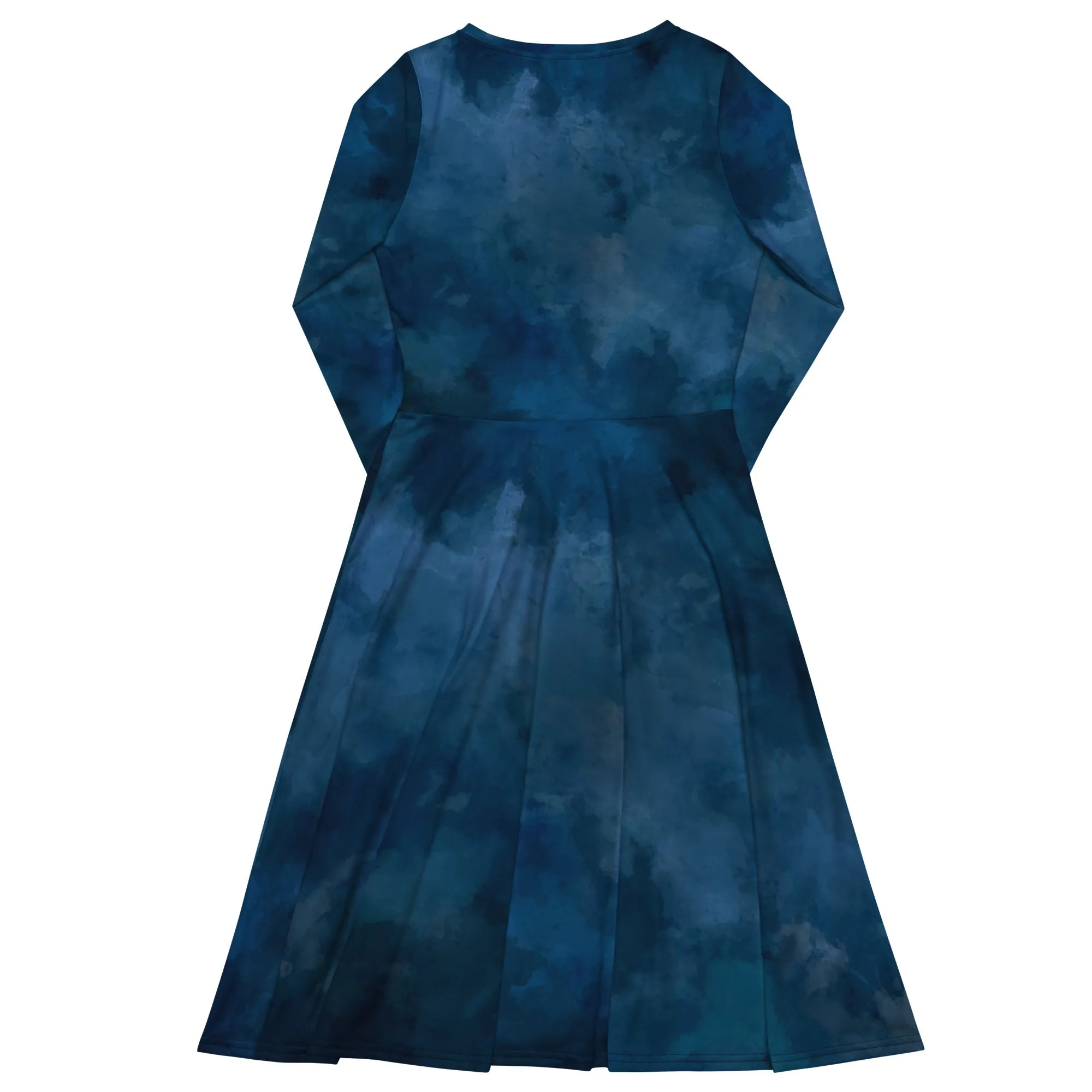 Vestito midi a maniche lunghe blu