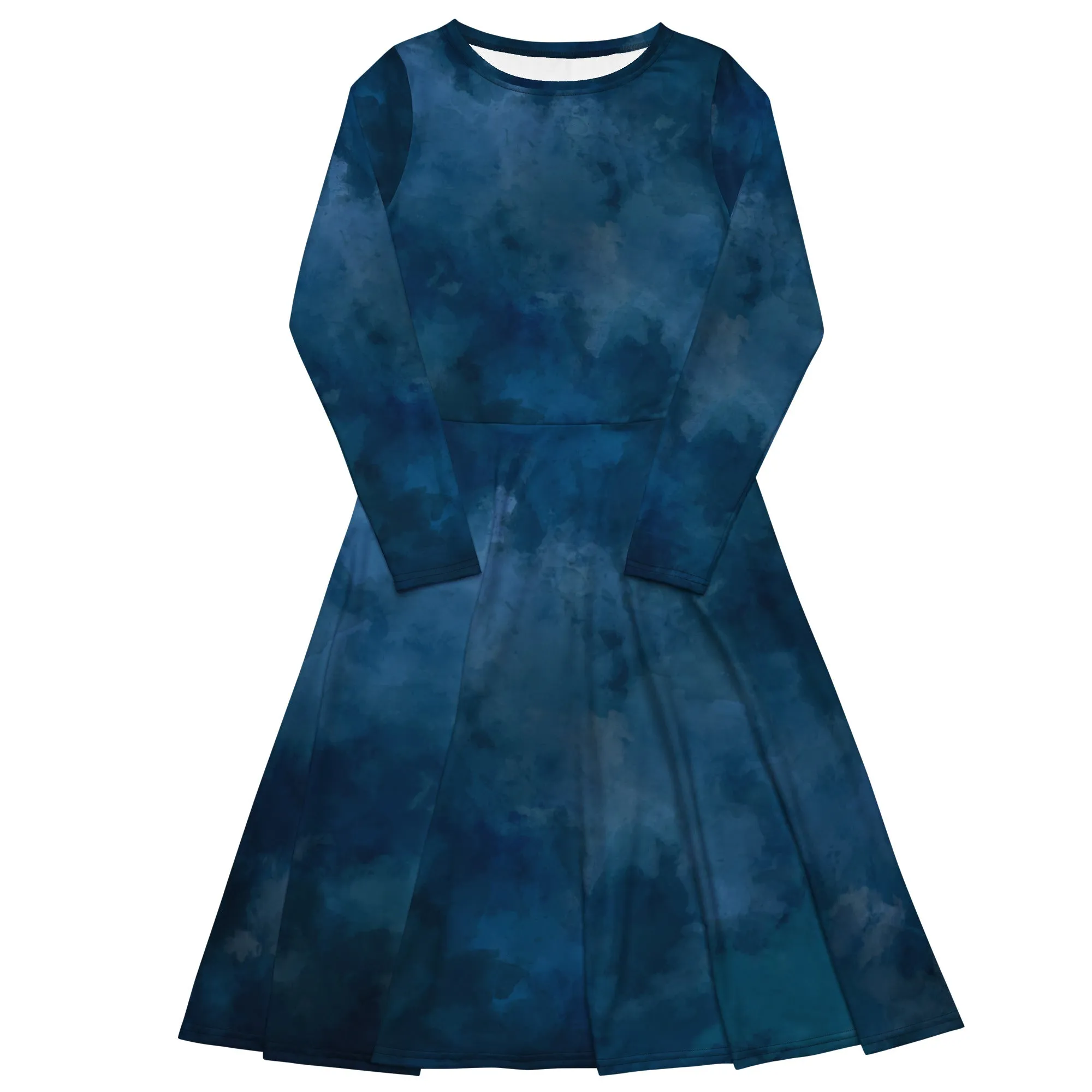 Vestito midi a maniche lunghe blu