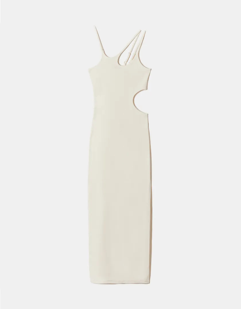 Vestito Midi Bianco con Cut Out  