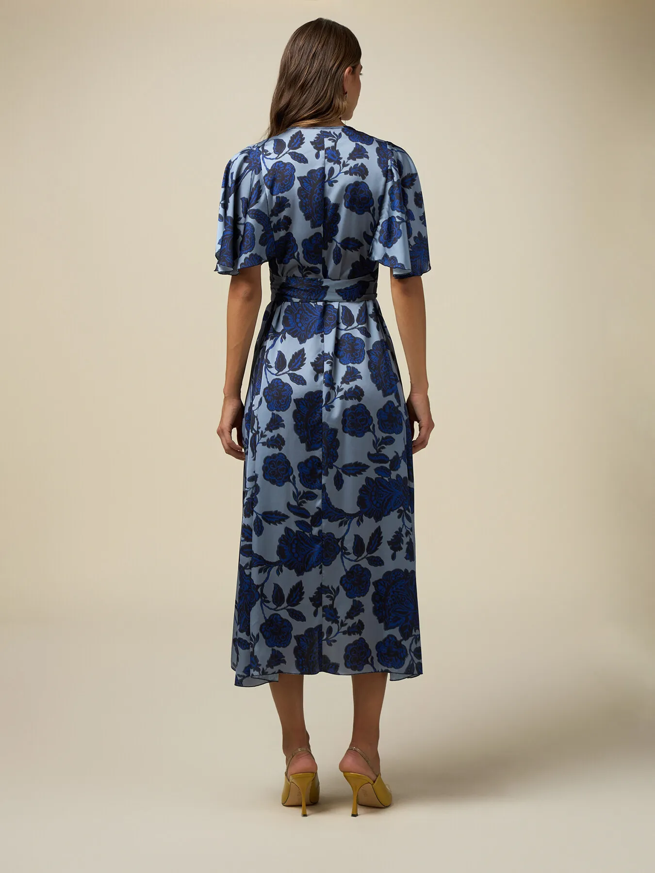Vestito midi in raso fantasia