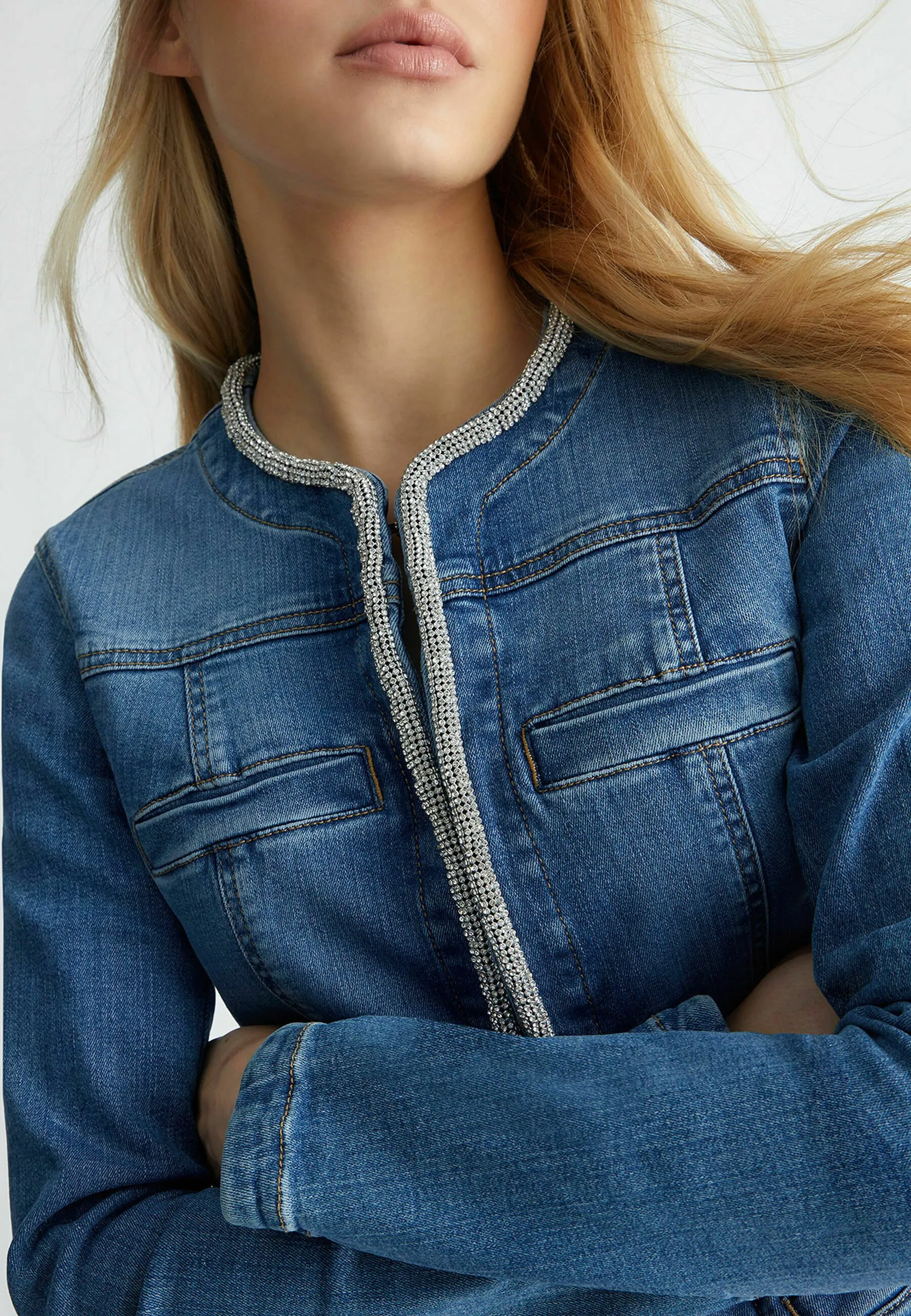 WITH RHINESTONES - Giacca di jeans